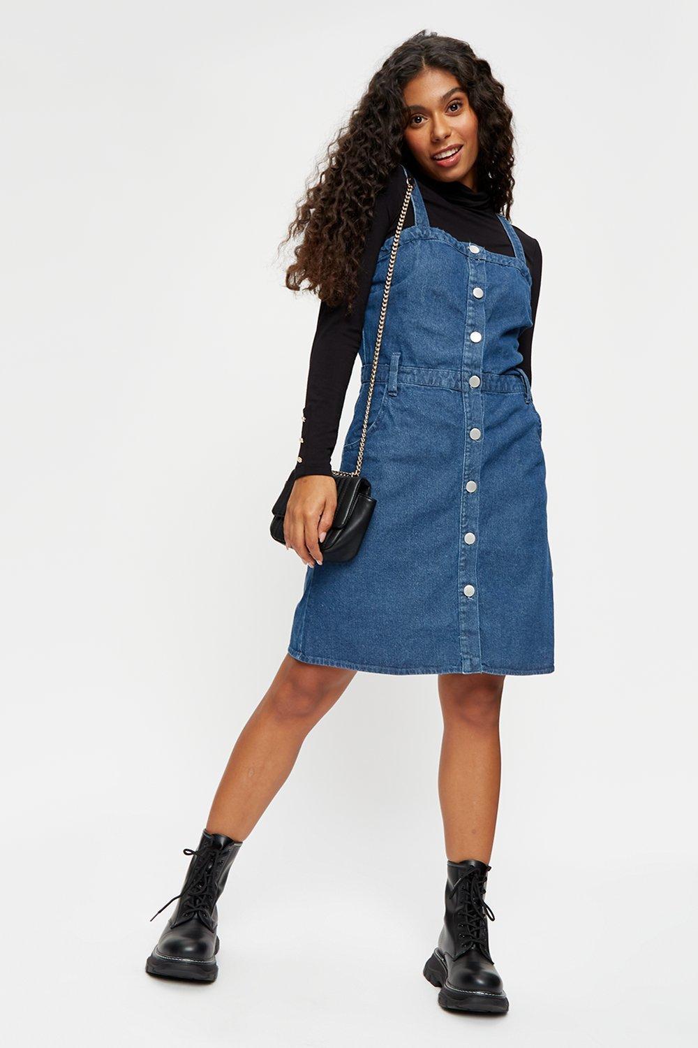 Dorothy perkins denim deals pinafore dress